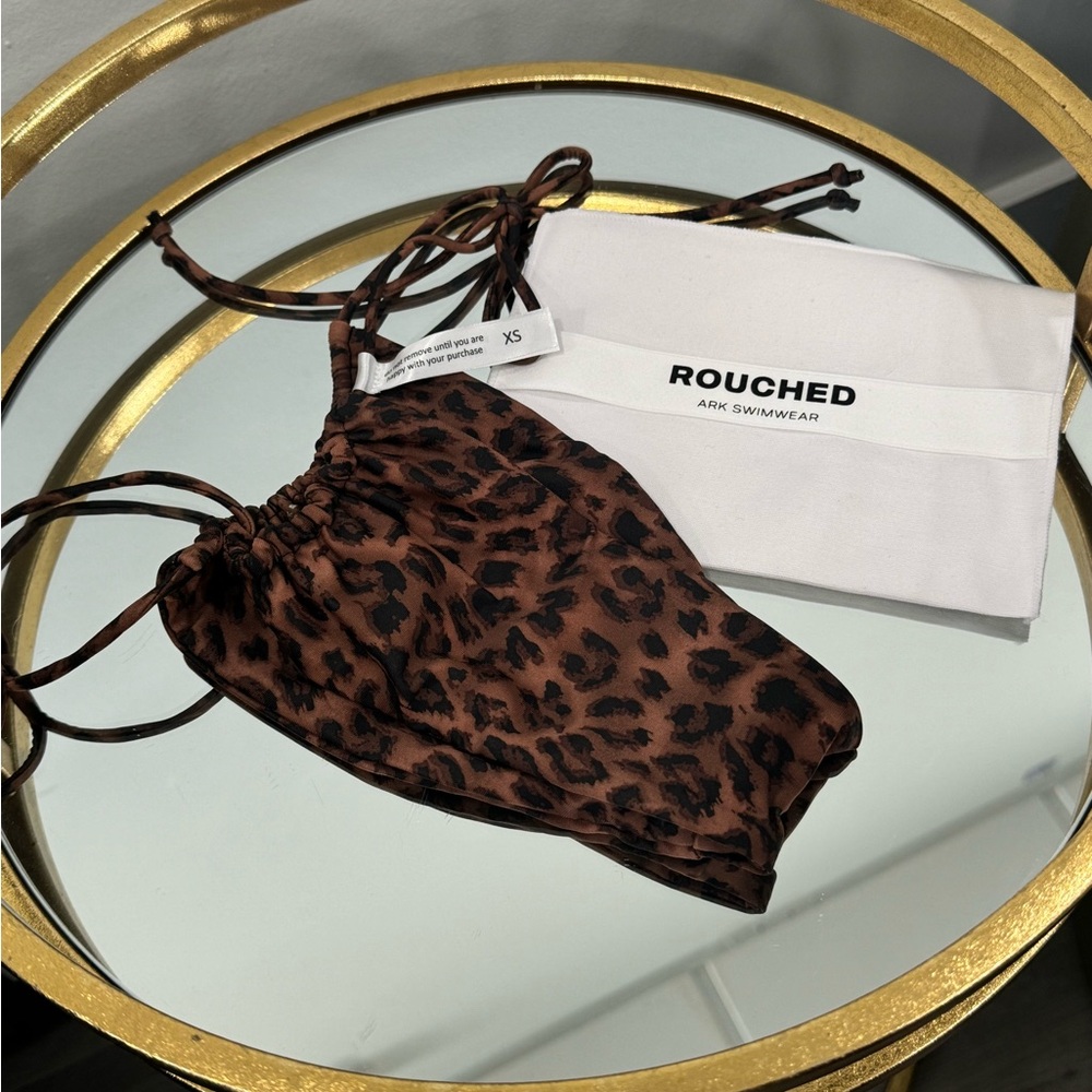 ARK Swimwear Leopard Print Ruched Bikini Bottom